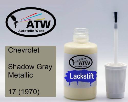 Chevrolet, Shadow Gray Metallic, 17 (1970): 20ml Lackstift, von ATW Autoteile West.